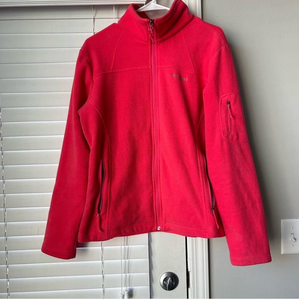 Columbia pink fleece zip up jacket womens Large